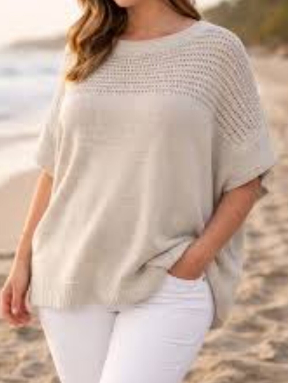 Max Studio Open Weave Dolman Sweater